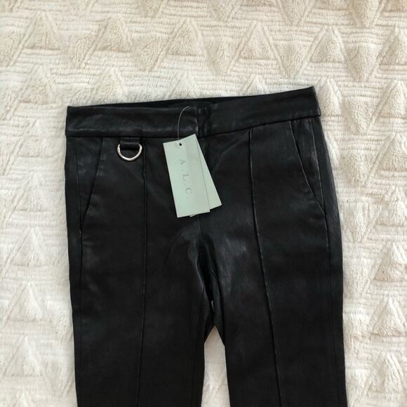 A.L.C. Daniel Black Genuine Lamb Leather Cuffed Skinny Trousers - Picture 5 of 9